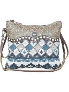 Boho Aztec Canvas Purse with Leather Accents - Cute Western Handbag for Women